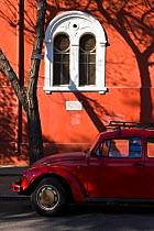 Modern car and housefronts in the trendy district of Barrio Bellavista, Santiago, Chile, 2008