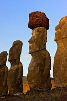 Ahu Tongariki, the largest ahu on the Island, Tongariki is a row of 15 giant stone Moai statues, Isla de Pascua / Easter Island, Rapa Nui, Chile 2008