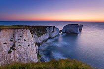 Old Harry Rocks at dawn, The Foreland or Handfast Point, Studland, Isle of Purbeck, Dorset, UK 2009