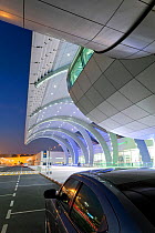 Stylish modern architecture of the newly opened Terminal 3 of Dubai International Airport, Dubai, UAE, United Arab Emirates 2010