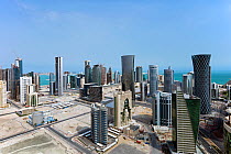 New skyline of the West Bay central financial district of Doha, Qatar, Arabian Peninsula 2011