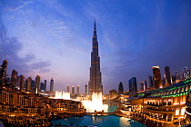 The Burj Khalifa at night, completed in 2010, the tallest man made structure in the world, Dubai, United Arab Emirates, 2011