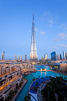 The Burj Khalifa at dusk, completed in 2010, the tallest man made structure in the world, Dubai, United Arab Emirates 2011