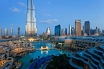 The Burj Khalifa with luxury development below, completed in 2010, the tallest man made structure in the world, Dubai, United Arab Emirates 2011