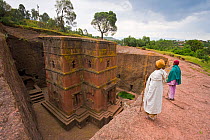 The most famous of Lalibela's Rock Hewn churches, The Sunken Rock Hewn church of Bet Giyorgis, 'St. George', dating from the 12th Century, Lalibela and it's rock-hewn Churches rank among the greatest...
