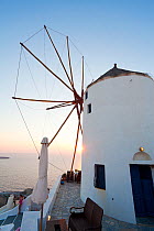 Windmill at sunset, Oia, Santorini, Cyclades, Greece 2010