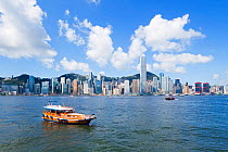 Skyline of Central Hong Kong Island, from Victoria Harbour, Hong Kong, China, 2009