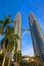 Petronas Towers - 88 storey steel clad twin towers with a height of 451.9 metres - the iconic symbol of KLCC (Kuala Lumpar City Centre) urban development complex, Selangor, Malaysia 2008