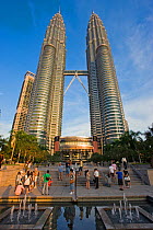 Petronas Towers - 88 storey steel clad twin towers with a height of 451.9 metres - the iconic symbol of KLCC (Kuala Lumpar City Centre) urban development complex, Selangor, Malaysia 2008