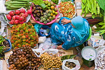 Women selling fruit and vegetables in the towns central market, Kota Bharu, Kelantan State, Malaysia 2008