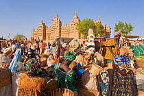 Women at local market outside Djenne Mosque, the largest mud structure in the world, Djenne is a UNESCO World Heritage Site, Niger Inland Delta, Mopti Region, Mali 2006