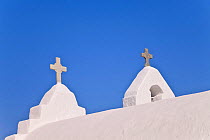 Cross detail on traditional church, Mykonos (Hora), Cyclades Islands, Greece, 2010