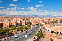Road heading towards Atlas mountains and through the town of Quarzazate, Morocco, 2011
