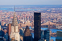 Elevated view of mid-town Manhattan, the Chrysler Building and Queensboro Bridge, Manhattan, New York City, USA 2009