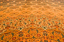 Persian carpet inside the Sultan Qaboos Hall, Al-Ghubrah or Grand Mosque, the carpet measures 70m by 60m making it the largest carpet in the world, it took 400 women four years to weave, Muscat, Oman...