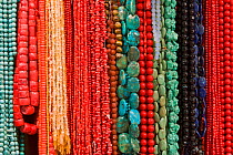 Colourful beads hanging for sale, Mutrah Souq, Muscat, Oman 2007