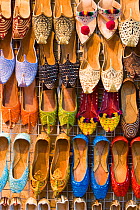 Traditional leather shoes for sale in Mutrah Souq, Muscat, Oman 2007