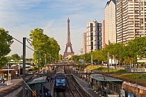 Train Station with High-rise Buildings on the Left Bank and Eiffel Tower, Paris, France 2011. No release available.