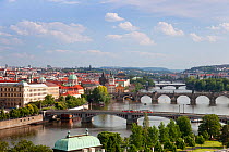 View of the River Vltava and bridges, Prague, Czech Republic 2011