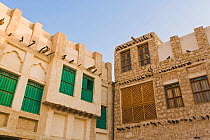 The restored Souq Waqif with mud rendered shops and exposed timber beams, Doha, Qatar, Arabian Peninsula 2007
