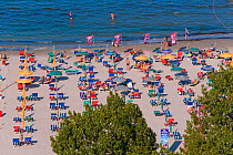 Mamaia Beach and resort, Romania's main beach resort the strip of sand is 7km long running the length of the resort, Black Sea Coast, Romania 2006
