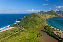 Elevated view over the Southeast Peninsula coastline, St Kitts, St Kitts and Nevis, Leeward Islands, Lesser Antilles, Caribbean, West Indies 2008