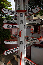 Place signpost in the Dutch capital of Philipsburg, Netherlands Antilles, St Martin, Leeward Islands, Lesser Antilles, Caribbean, West Indies 2008