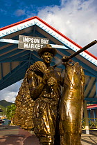 Sculpture of a fisherman in Simpson Bay on the Dutch side, St Martin, Netherland Antilles, Leeward Islands, Lesser Antilles, Caribbean, West Indies 2008