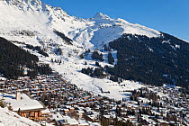 Ski slopes of Four Valleys region, Valais, Verbier, Bernese Alps, Switzerland January 2009