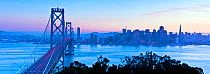Panoramic City skyline and Bay Bridge from Treasure Island, San Francisco, California, USA 2011