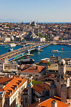 Elevated view over the Bosphorus and Sultanahmet from the Galata Tower in Istanbul, Turkey 2008
