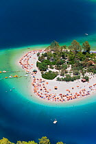 Aerial view of the famous Blue Lagoon and Belcekiz beach along the 'Turquoise' coast, Oludeniz near Fethiye, Mediterrean Coast, Turkey 2008