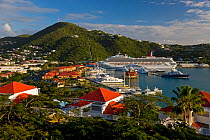Elevated view over Charlotte Amalie and the Cruise Ship dock of Havensight, St Thomas, US Virgin Islands, Leeward Islands, Lesser Antilles, Caribbean, West Indies 2008