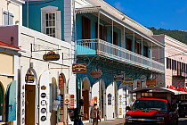 Shops lining the central Main Street, Charlotte Amalie, St Thomas, US Virgin Islands, Leeward Islands, Lesser Antilles, Caribbean, West Indies 2008