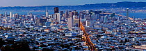 Panoramic view of the city viewed from Twin Peaks, San Francisco, California, USA 2011
