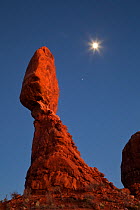Balancing Rock with moon and Venus. Arches National Park, Utah, November 2010.
