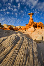 Toadstool Hoodoos and eroded sandstone landscape. Grandstaircase-Escalante National Monument, Utah, USA