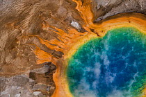 Aerial view of Grand Prismatic Springs Midway Geyser Basin. Yellowstone National Park, Wyoming, July 2011.