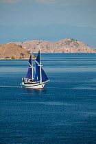 View of sailboat in bay at Gili Lawa Dalat near Komodo Island, Indonesia 2009