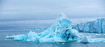 Iceberg in front of Brasvellbreen glacier, Austfonna, Nordaustlandet, Svalbard, Norway, July 2012