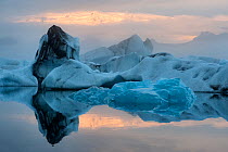 Ice blocks floating in glacial lagoon, Jökulsárlón, Iceland.