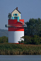 Little house on replica tower in thermal power station, a work of art by Japanese artist Tatzu Nishi, Cordemais, Loire atlantique, France