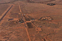 Aerial of William Creek town with just 3 permanent residents, Lake Eyre National Park. South Australia South Australia, June 2011