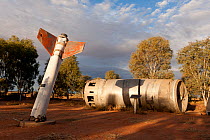 William Creek's Memorial Park with remains of Black Arrow rocket, successfully launched from the Woomera Rocket Range in October 1971. The rocket engine was recovered from the immense Anna Creek Stati...