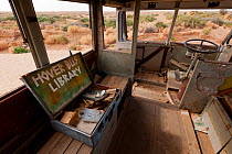 Interior of Ghan Hover Bus, sculpture at Mutonia Sculpture Park, Oodnadata Track, South Australia