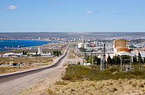 Aluar Aluminio Argentino, factory and the city of Puerto Madryn, Golfo Nuevo, Peninsula Valdes, Chubut, Patagonia, Argentina, October 2007October