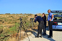 ALE (Administrative Law Enforcement) Officers monitoring hunters at Delemarra, Malta, during BirdLife Malta Springwatch Camp April 2013