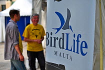 BirdLife Malta volunteers at University campus talking to students, BirdLife Malta Springwatch Camp April 2013