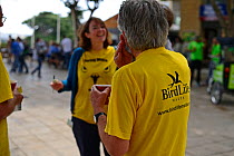 BirdLife Malta stand on campus at a university, speaking to students about the work BirdLife do and recruiting members, during BirdLife Malta Springwatch Camp, April 2013
