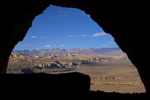 Looking out from inside cave in Tsaparang (sometimes known as the mythical Shangri-la) was the capital of the ancient kingdom of Guge in the Garuda Valley, Ngari Prefecture, Western Tibet. Tsaparang i...